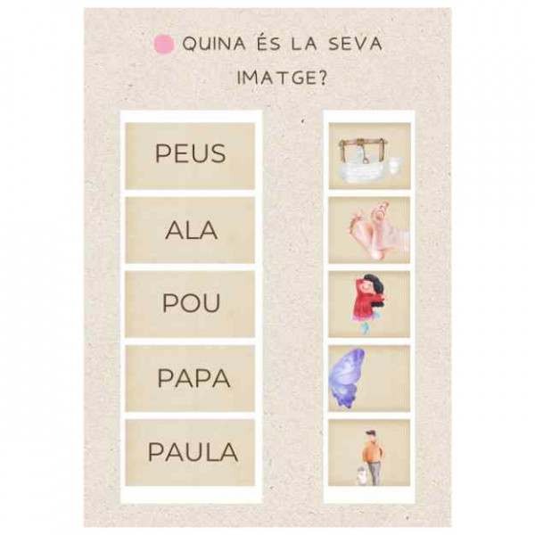 Relacionar imatge - paraula paraules amb sons M-P-L-S