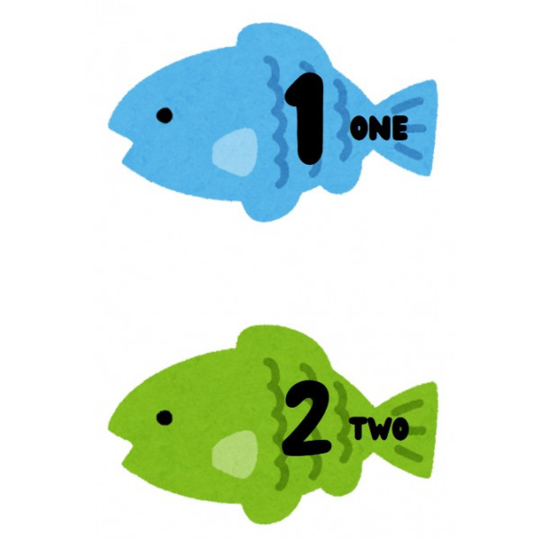 PECES DE COLORES CON LOS NÚMEROS EN INGLÉS