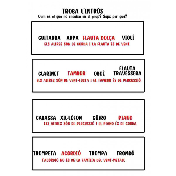 Troba l'instrument intrús.