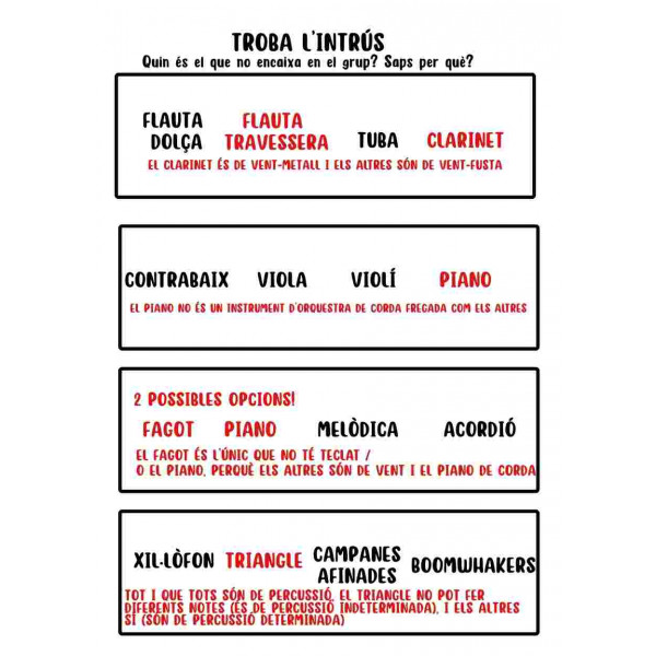 Troba l'instrument intrús.