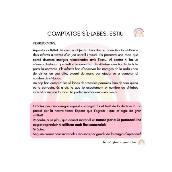 Comptatge síl·labes ESTIU