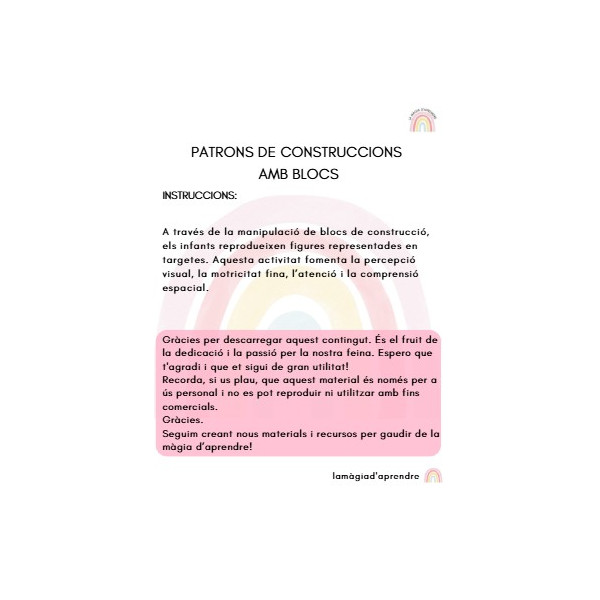 Targetes patrons de construccions amb blocs