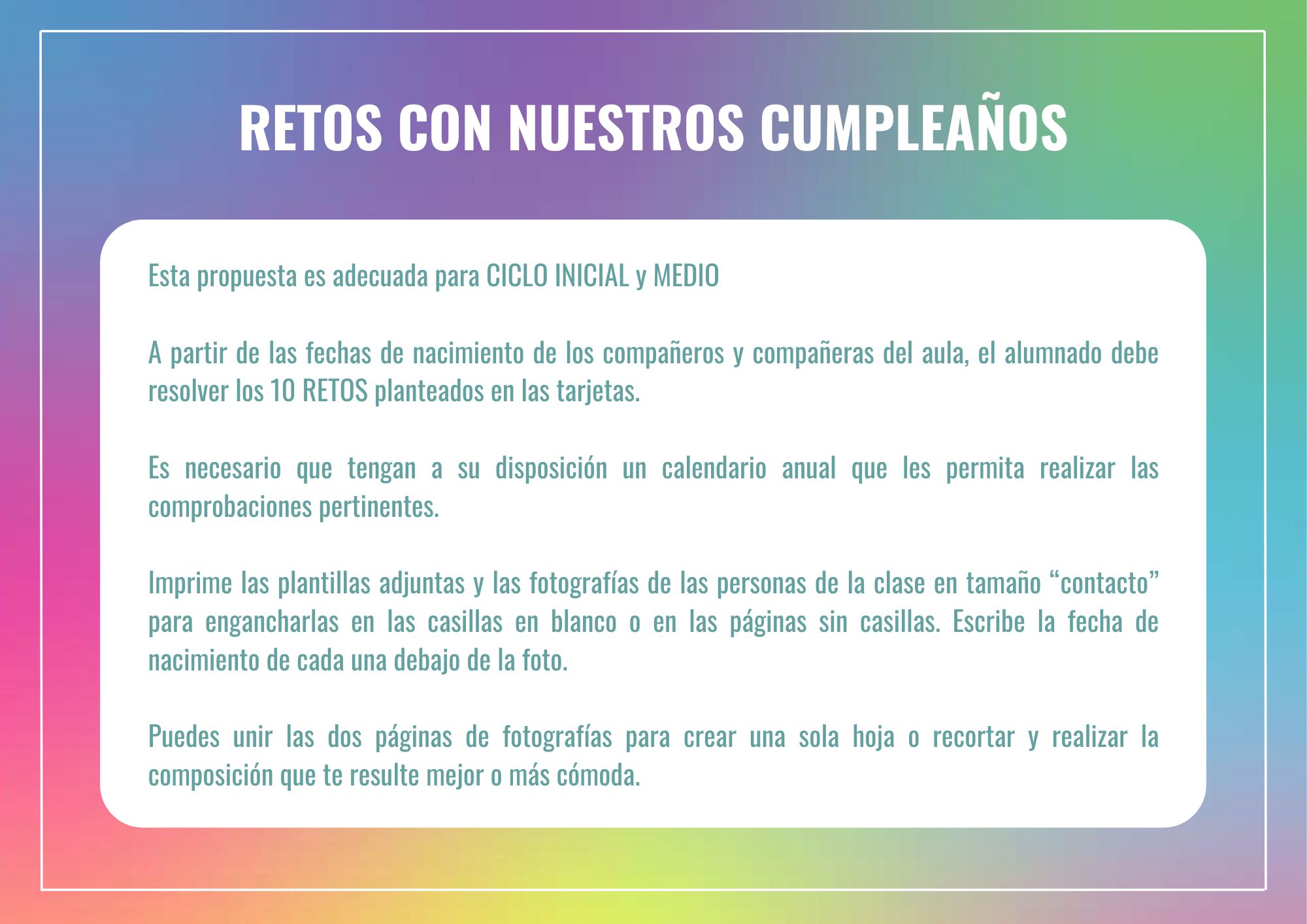 RETOS CON NUESTROS CUMPLEAÑOS