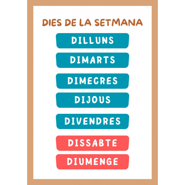 CALENDARI D'AULA I UNA DITA PER A CADA MES