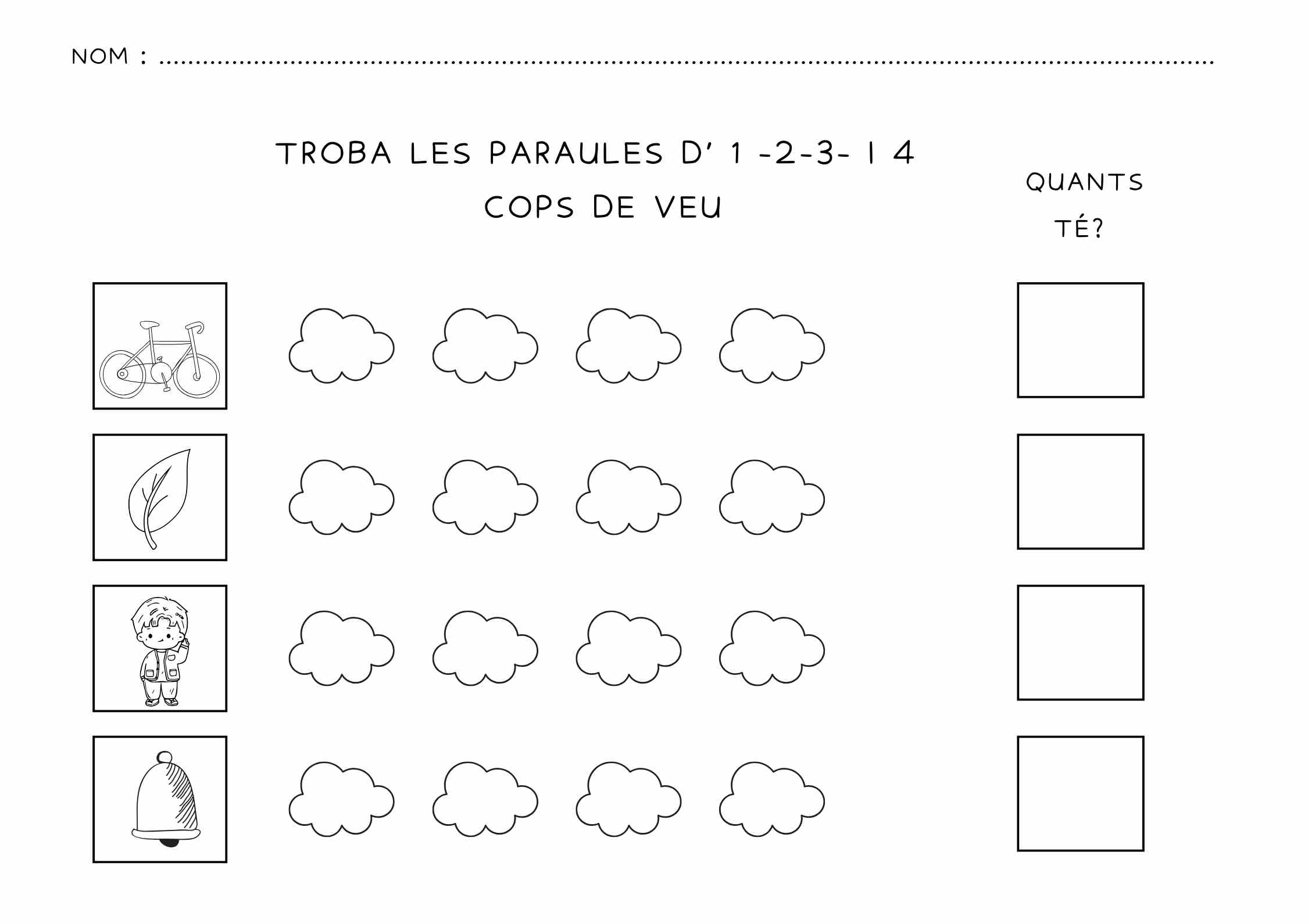 Profes Papel Tijera TROBA LES PARAULES DE 1-2-3 I 4 SÍL·LABES