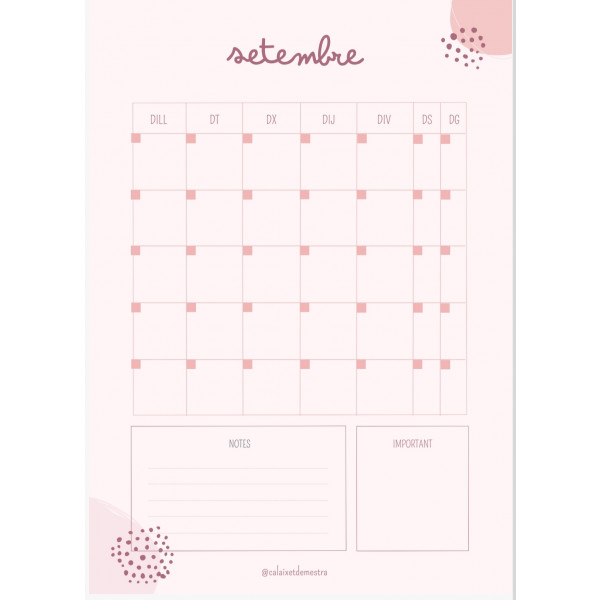 Quadern docent atemporal! Color rosa