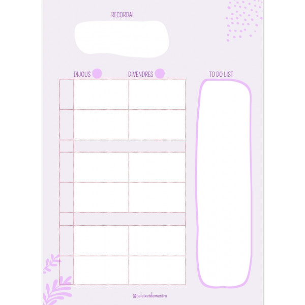 Quadern docent atemporal! Color lila