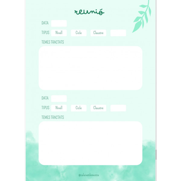 Quadern docent atemporal! Color verd