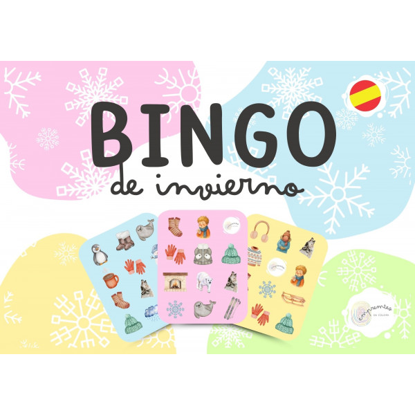 BINGO DE INVIERNO: con tarjetas de vocabulario en letra mayúscula y ligada
