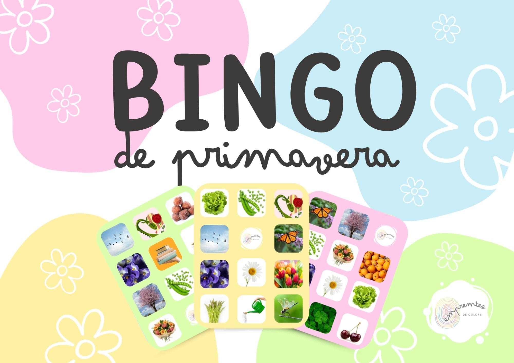 BINGO DE PRIMAVERA: amb targetes de vocabulari amb lletra de pal i lligada.