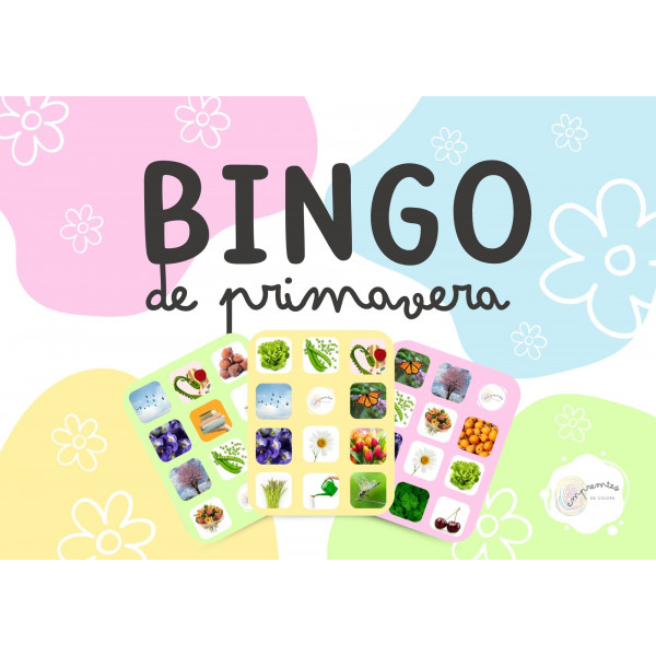 BINGO DE PRIMAVERA: amb targetes de vocabulari amb lletra de pal i lligada.