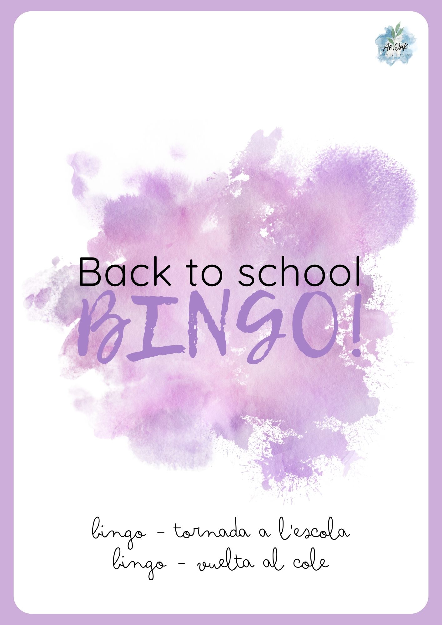 BINGO - BACK TO SCHOOL
