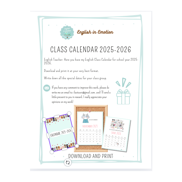 ENGLISH SCHOOL CALENDAR 2025-2026