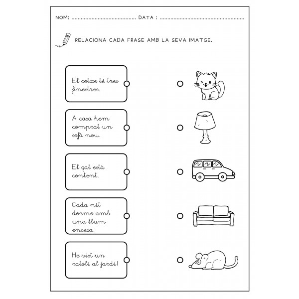 10 FITXES COMPRENSIÓ LECTORA FRASE SIMPLE.