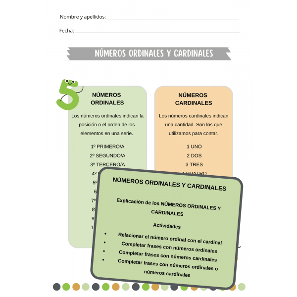 NÚMEROS ORDINALES Y CARDINALES