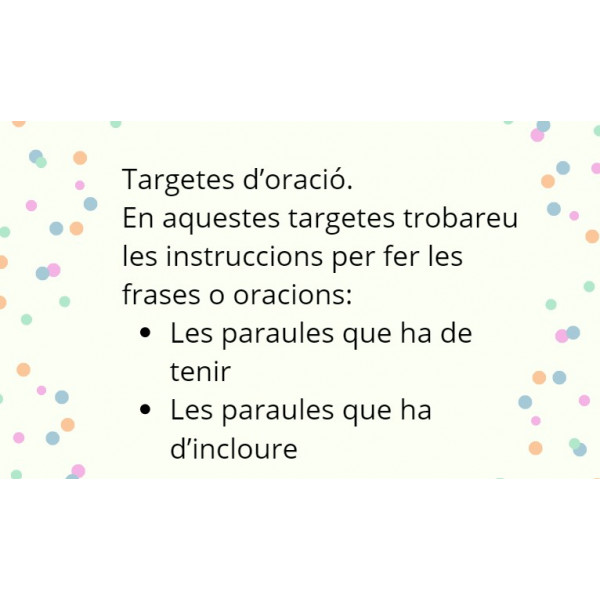 Targetes per fer oracions autònoms