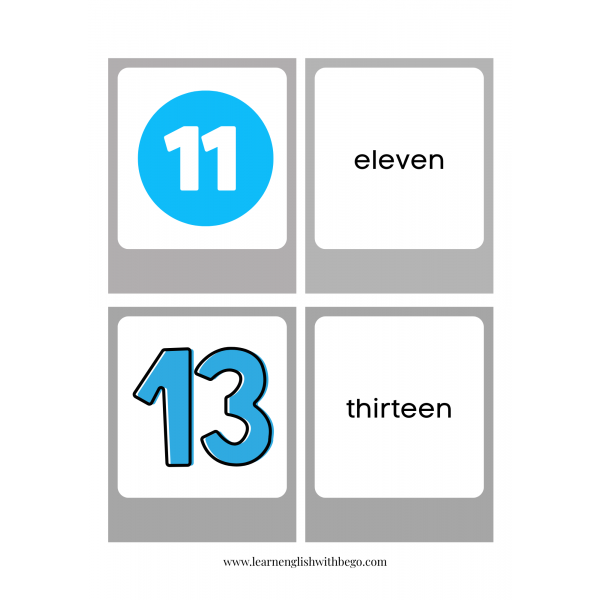 Numbers 1-20 memory cards