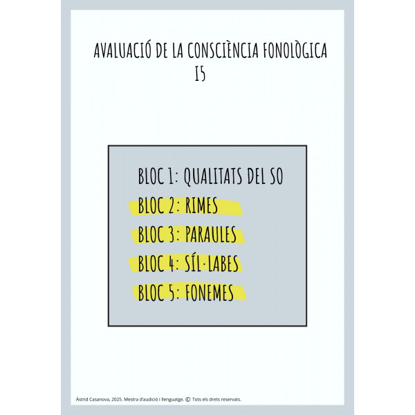 AVALUACIÓ CONSCIÈNCIA FONOLÒGICA I5