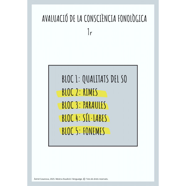 AVALUACIÓ CONSCIÈNCIA FONOLÒGICA 1r