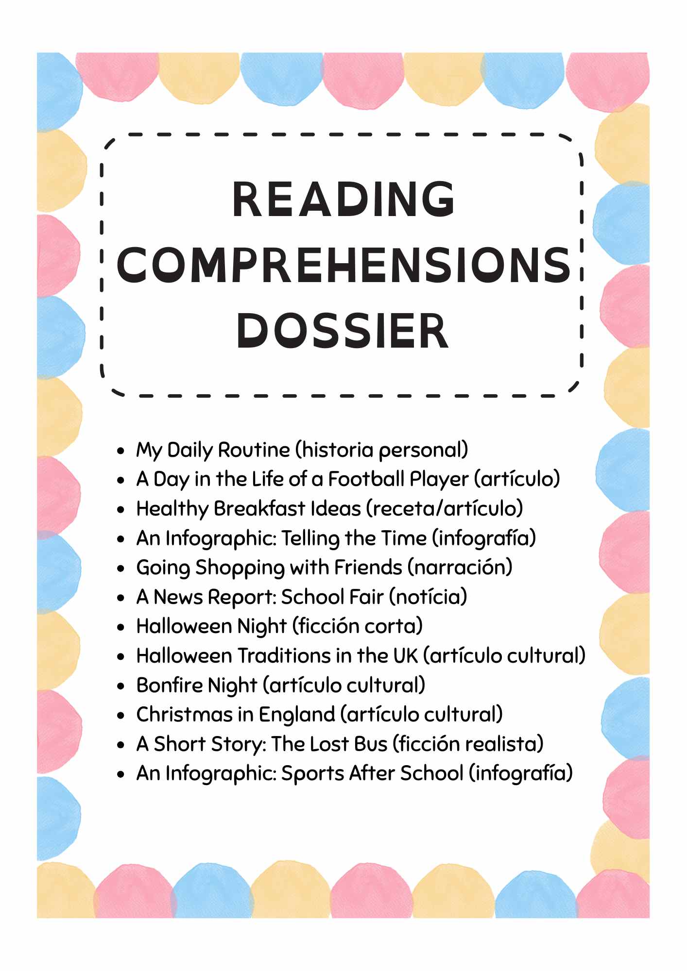 Reading comprehension dossier