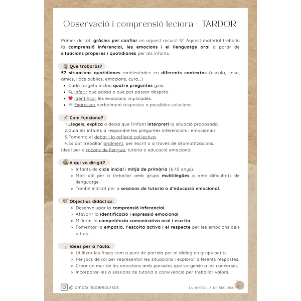 TARGETES - Inferències, emocions i llenguatge