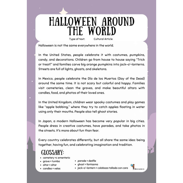 Halloween: Reading comprehensions (1º a 6º)