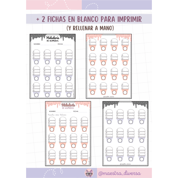 Heladería de números (plantillas editables Canva)