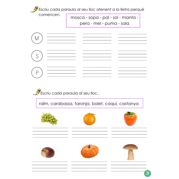 Dossier lectoescriptura en lletra d'impremta