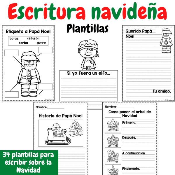 Plantillas de escritura de Navidad - Educación Primaria