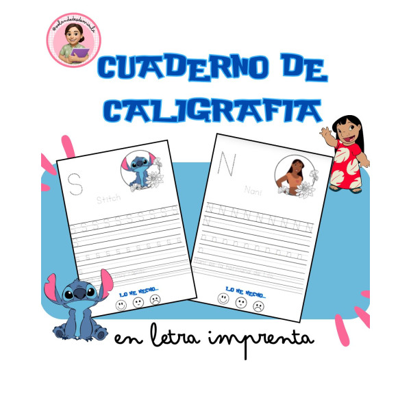 CALIGRAFÍA en letra IMPRENTA inspirado en STITCH