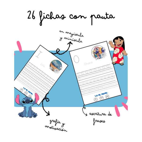 CALIGRAFÍA en letra IMPRENTA inspirado en STITCH