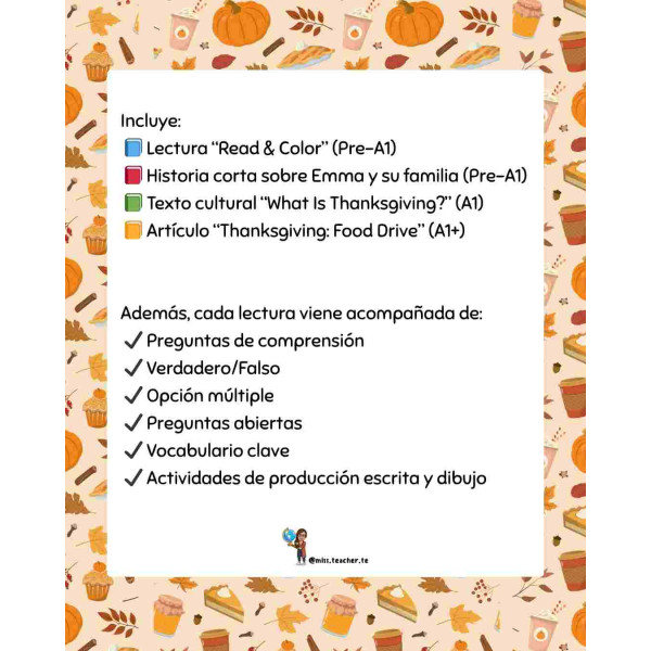 Thanksgiving reading comprehensions (4 levels)