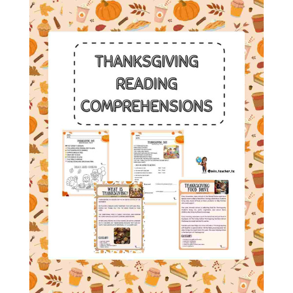 Thanksgiving reading comprehensions (4 levels)