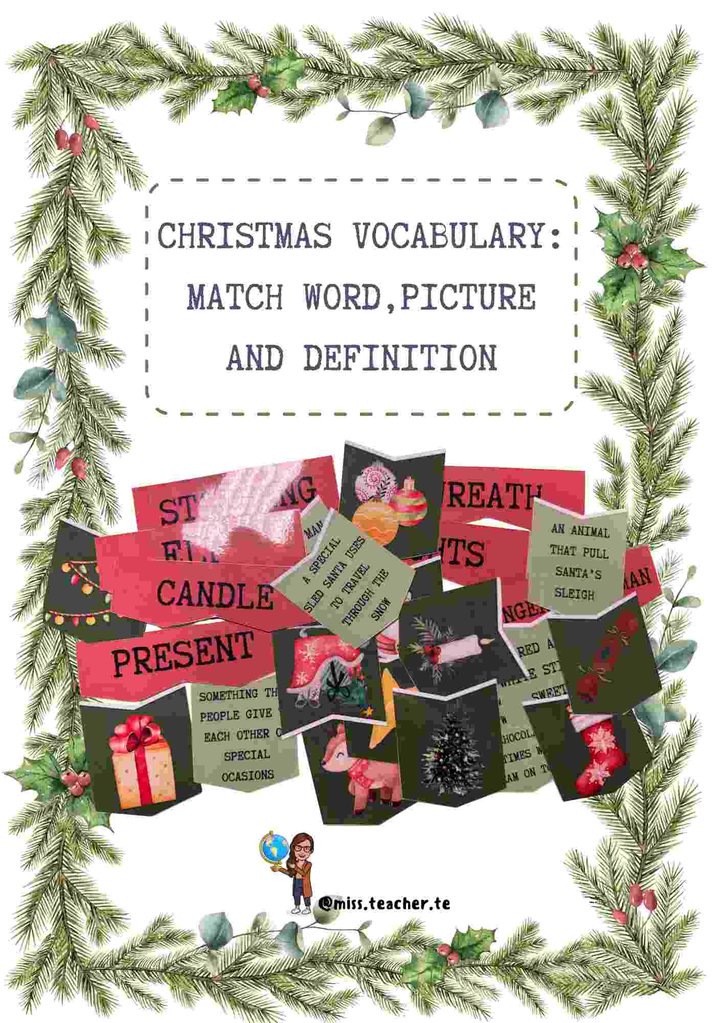 Christmas vocabulary: Match word with definition
