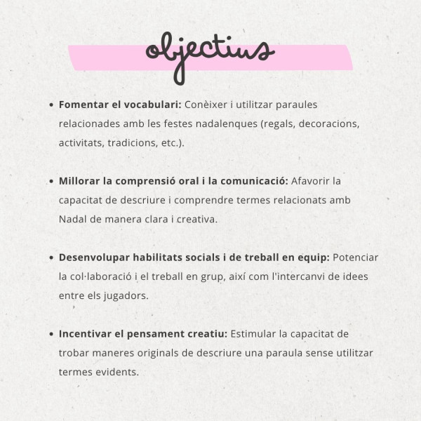 NADAL; PARAULA PROHIBIDA - vocabulari i expressió oral