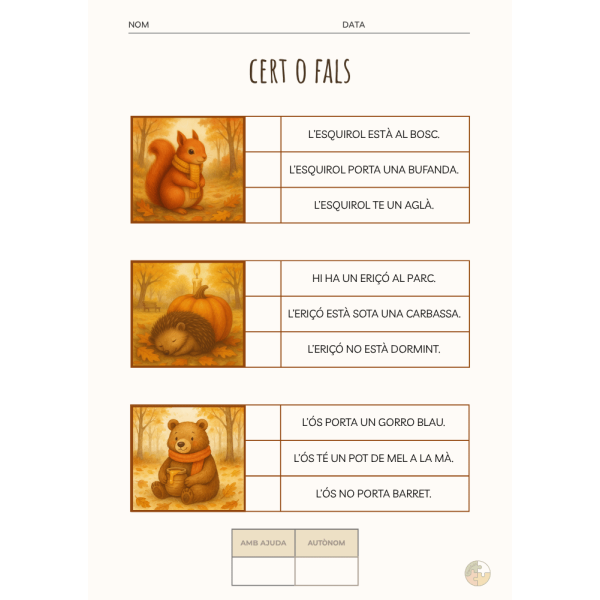 Cert o Fals – Activitat de Tardor