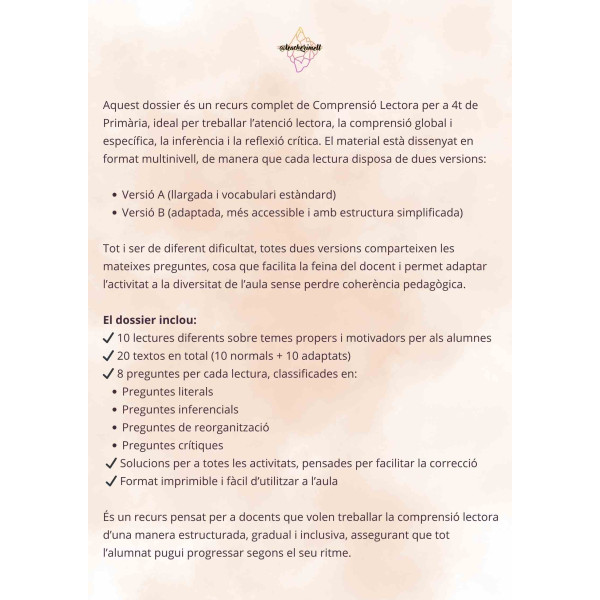DOSSIER COMPRENSIÓ LECTORA MULTINIVELL - 4t de primària
