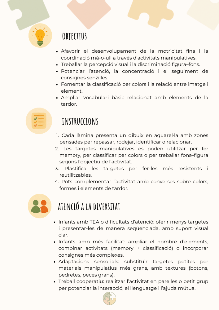Tardor: traç, classificació per colors i fons-figura