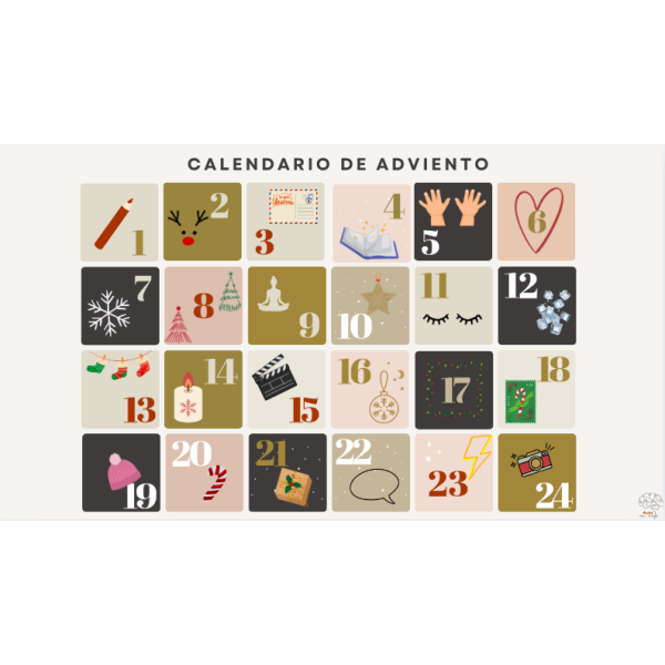 Calendario de adviento interactivo e imprimibile