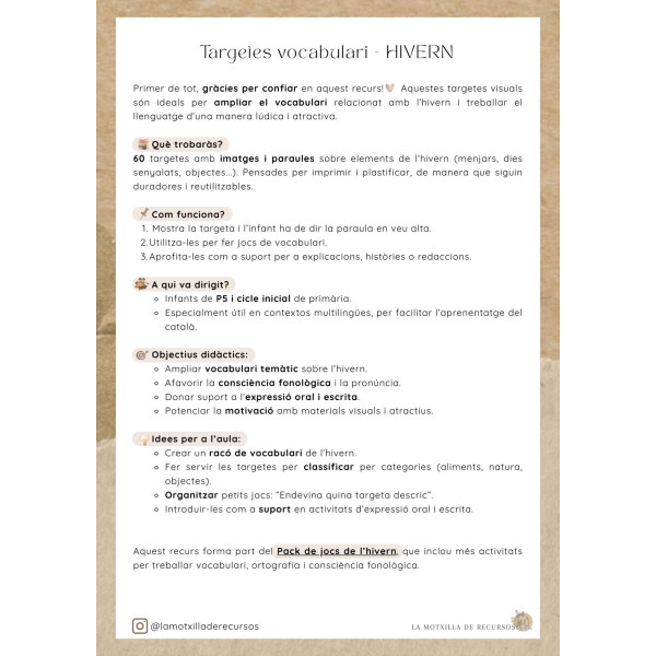 60 TARGETES VOCABULARI - HIVERN
