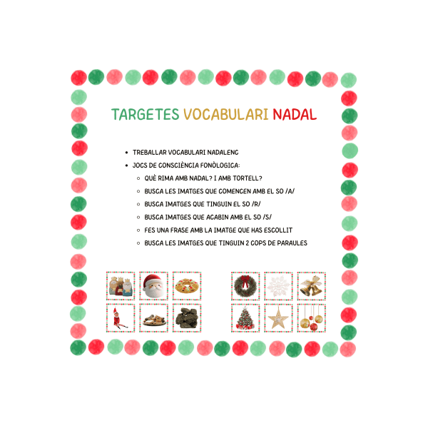 VOCABULARI NADAL + ACTIVITATS CONSCIÈNCIA FONOLÒGICA