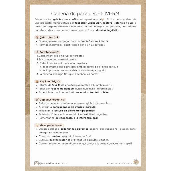 HIVERN - Cadena de paraules