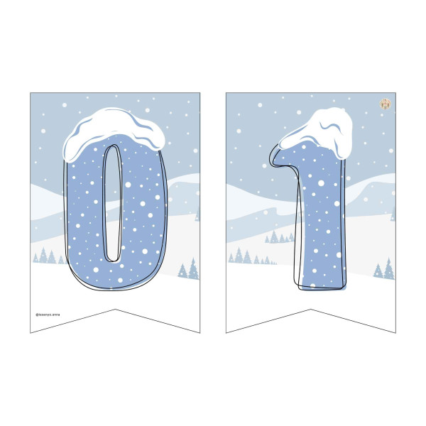 BANDERINES DECORATIVOS NÚMEROS INVIERNO