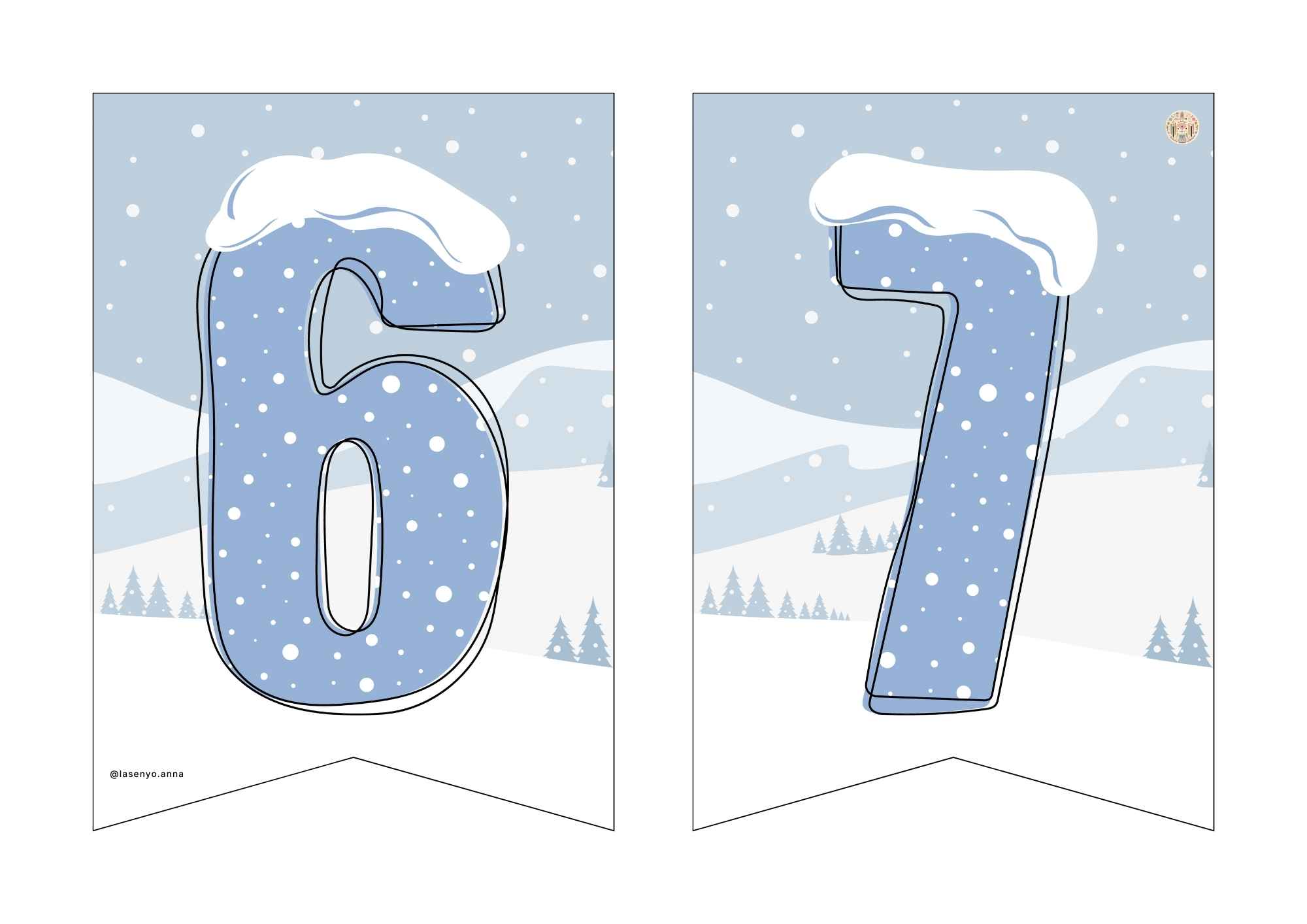 BANDERINES DECORATIVOS NÚMEROS INVIERNO