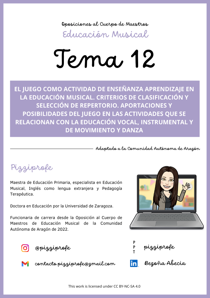 Tema 12 - Oposición al Cuerpo de Maestros de Educación Musical - Aragón Autora: pizziprofe