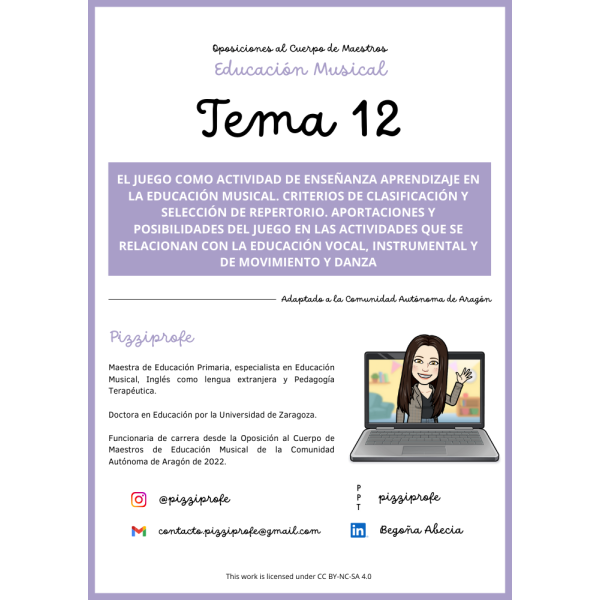 Tema 12 - Oposición al Cuerpo de Maestros de Educación Musical - Aragón Autora: pizziprofe