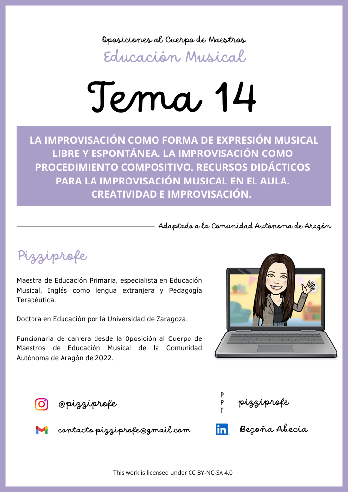 Tema 14 - Oposición al Cuerpo de Maestros de Educación Musical - Aragón Autora: pizziprofe