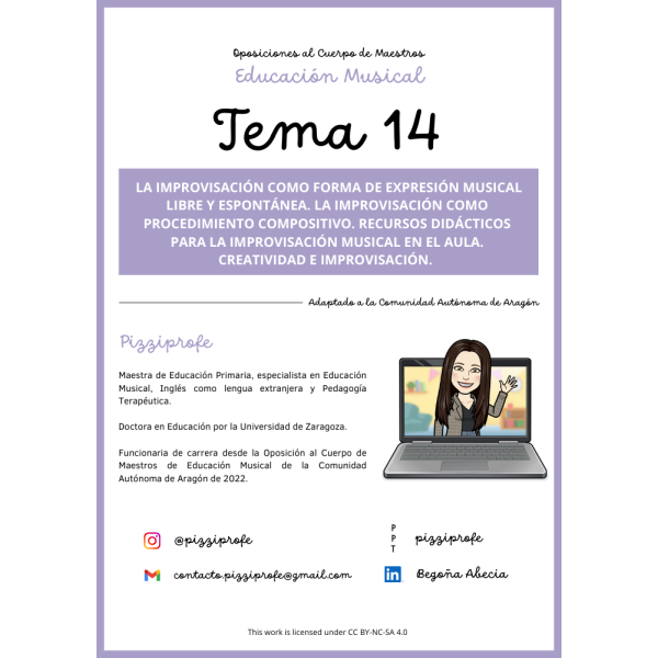 Tema 14 - Oposición al Cuerpo de Maestros de Educación Musical - Aragón Autora: pizziprofe