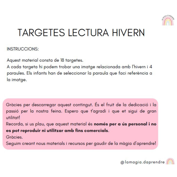 Targetes lectura hivern