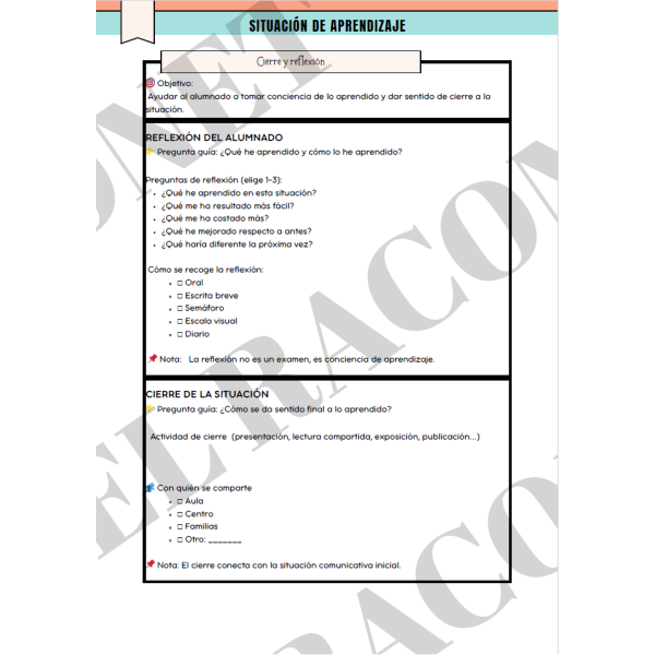Plantilla para diseñar Situaciones de Aprendizaje